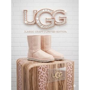 UGG Classic 🩷Short Limited Edition Pink Leopard Lace Print Suede Boots